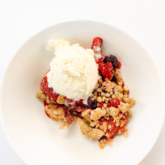 No Fresh Fruit for Crumble? Give the Frozen Berry Crumble a go.